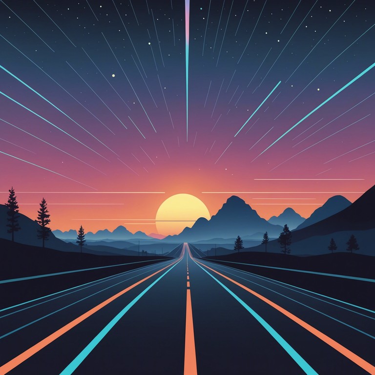 A rousing composition that harnesses the iconic sounds of the 80s synth era, merged with modern dynamic rhythms to transport the listener on an uplifting journey through sound and time, like cruising a vibrant highway lined with neon signs.