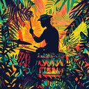 an aggressive groovy track blending tribal drums and bass rhythms