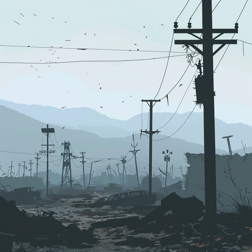 Imagine traversing a barren, dystopian world, where the remnants of civilization rust and decay. This instrumental industrial rock piece captures the essence of a forsaken wasteland, with heavy, distorted guitar riffs, pounding drum machines, and eerie atmospheric textures. The relentless, driving rhythm propels the listener through the bleak, uninviting terrain, while the dissonant, industrial soundscapes paint a vivid picture of the harsh, unforgiving environment.