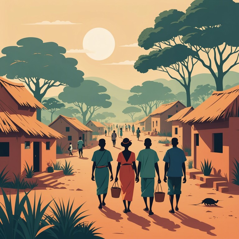 This track mimics the awakening of a village at dawn, with gradual musical build ups reflecting the rising sun and the increasing hustle of daily activities. It's an invigorating piece that brings the listener closer to the heart of africa's joyful life