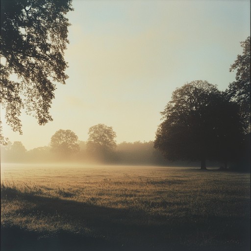 A soothing instrumental track featuring gentle flute melodies over ambient textures, designed to evoke the tranquility of a peaceful meadow at dawn.