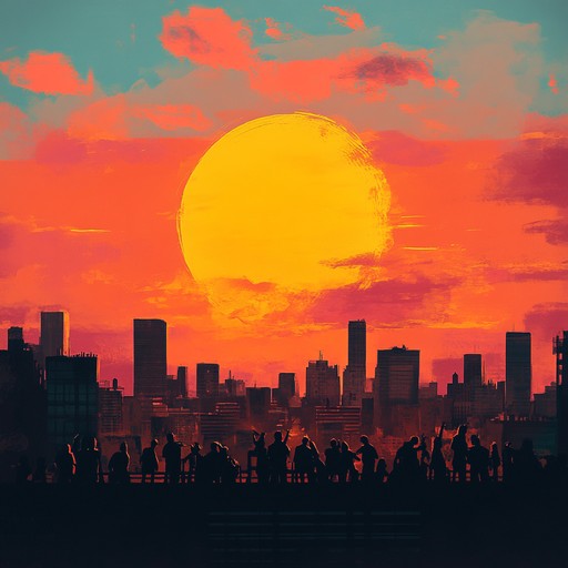 Visualize the sunset painting the city skyline as an energetic tune ignites the crowd on a sunlit rooftop. Filled with bustling beats, bright synths, and a contagious bassline, this track evokes the joy of spontaneous summer gatherings and the warmth of shared moments.