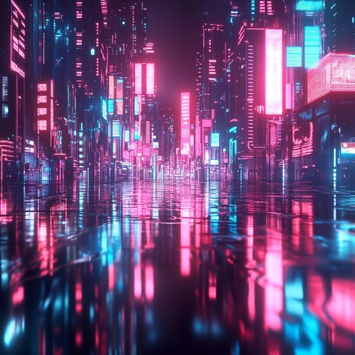 Step into a neon drenched nocturnal world, where shimmering synths and entrancing rhythms guide you through a sci fi dreamscape. Experience the otherworldly ambiance of a high tech future city.