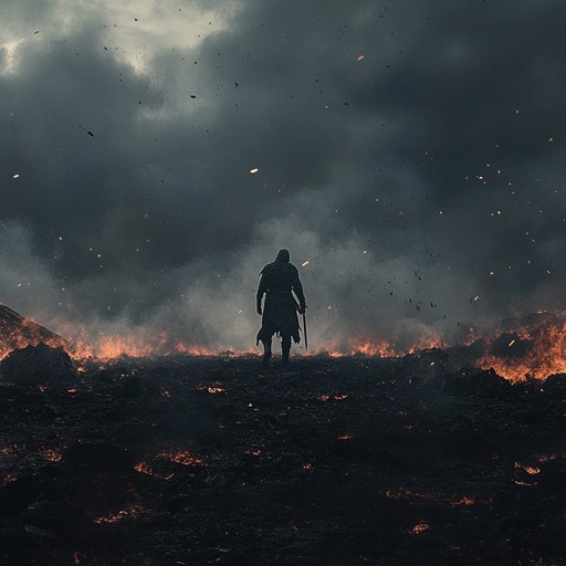 This instrumental track combines raw orchestral sounds with intense rhythms to depict an epic struggle, capturing the essence of perseverance amidst chaos.