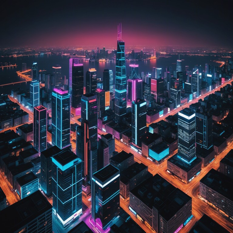 Imagine a bustling future metropolis at night, illuminated by neon lights and buzzing with life. This track encapsulates the feeling of awe and wonder with its dense, sweeping synthesizer sounds, providing an auditory journey through a landscape that is both familiar yet profoundly transformed by technology. The composition features intricate layers of sound that mimic the chaotic, yet harmoniously synchronized, life of a city that never sleeps. Imagine a bustling future metropolis at night, illuminated by neon lights and buzzing with life. This track encapsulates the feeling of awe and wonder with its dense, sweeping synthesizer sounds, providing an auditory journey through a landscape that is both familiar yet profoundly transformed by technology. The composition features intricate layers of sound that mimic the chaotic, yet harmoniously synchronized, life of a city that never sleeps.