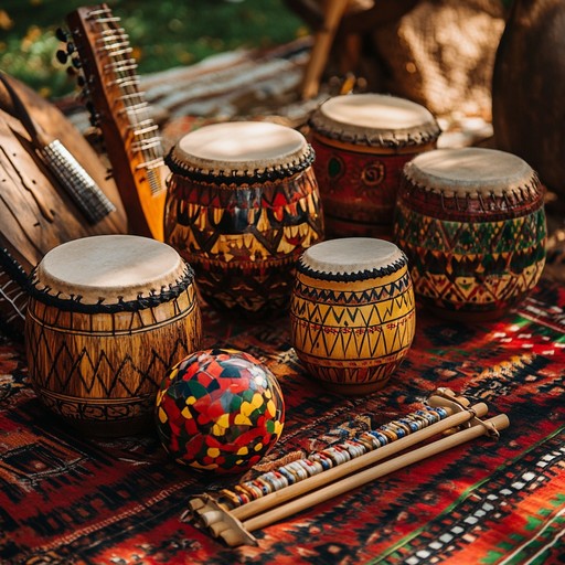 This lively instrumental track fuses traditional sounds from around the world, creating a spirited dance of melodies and rhythms, driven by the dynamic beats of the djembe.