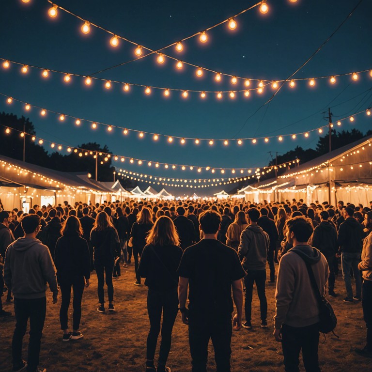 Imagine a bustling beach festival with dancers in colorful costumes moving rhythmically to a trumpet led salsa ensemble, bringing everyone together in a celebration of life and culture.