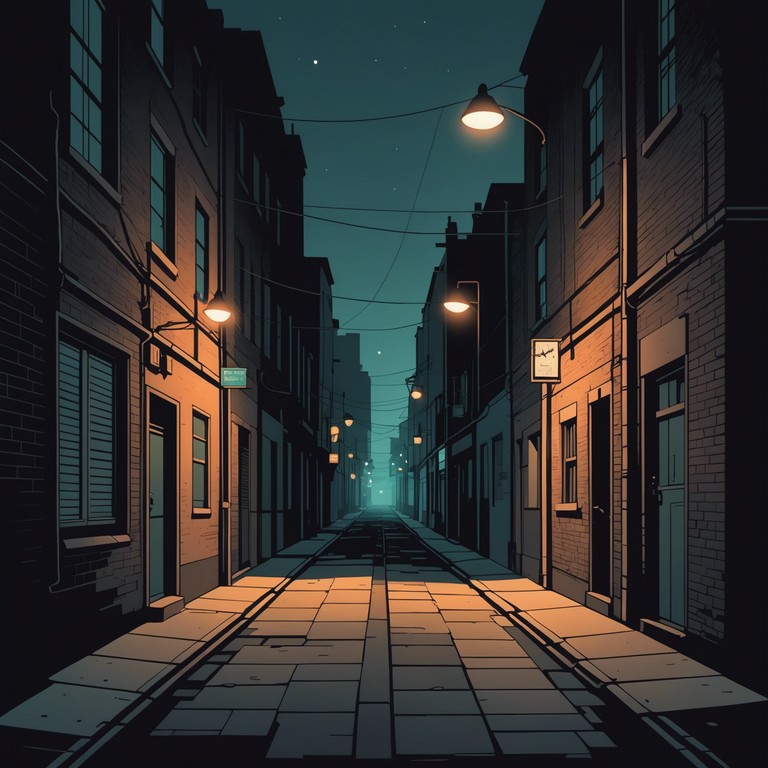 Delve into a moody, atmospheric exploration where the faint echoes of distant, indistinct vocals merge with minimalist instrumentation creating a sense of unease and mystery. Designed to simulate the unsettling atmosphere of deserted, damp alleyways after midnight, this track utilizes subtle nuances of sound to evoke a sense of the unknown lurking just out of sight.