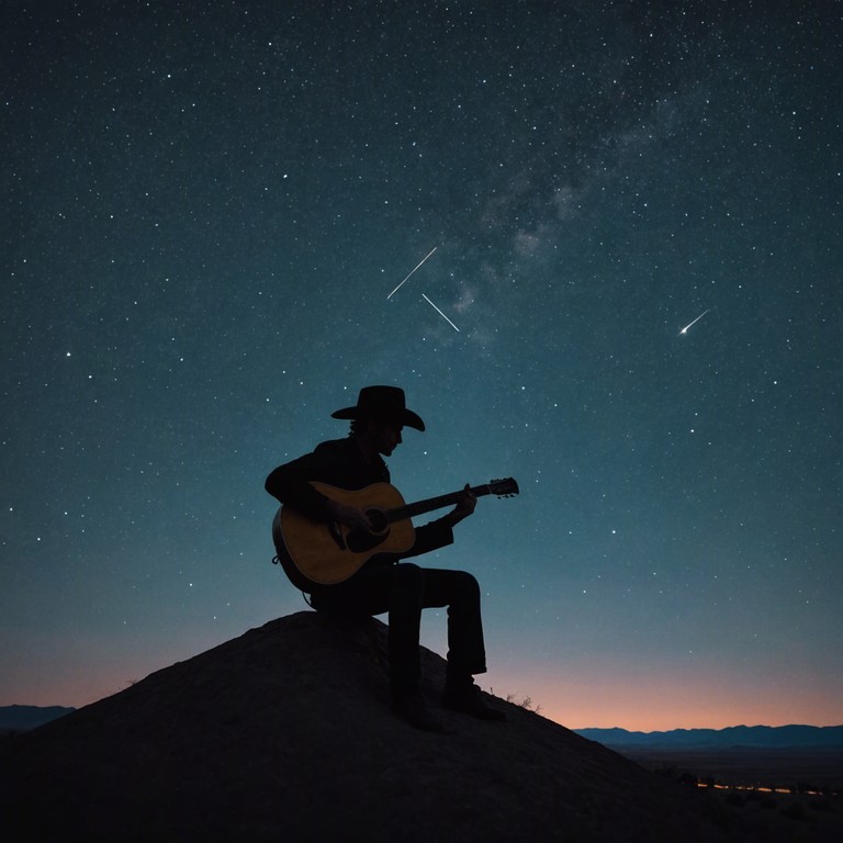 A soul stirring instrumental evoking the essence of a lone cowboy contemplating life beneath the vast, starry brazilian skies. Sounds of an acoustic guitar carrying the weight of solitude and reflection, echoing the sertanejo spirit of rustic heartaches and longing.