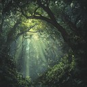 mystical calmness under ancient woodland's serene canopy