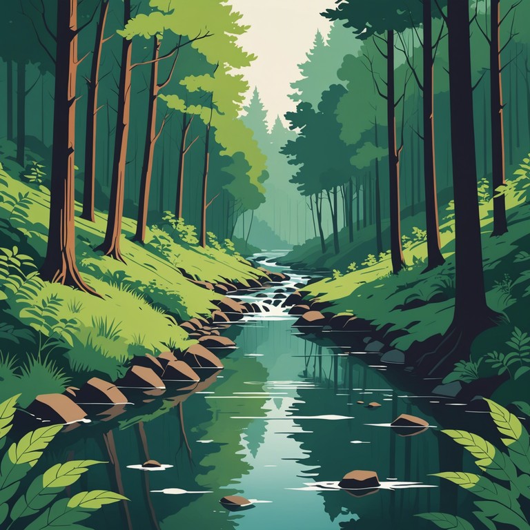 This composition represents the harmonious flow of a quiet stream through a dense, peaceful woodland; each note playing like water over the smooth stones, creating a tranquil auditory experience.