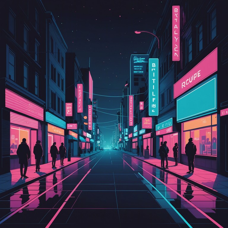 This track captures the essence of a neon lit cyberpunk cityscape, merging lush retro synthesizer pads with the isolated echoes of futurist urban life. The sound conjures images of deserted neon streets filled with the memories of electronic ghosts.