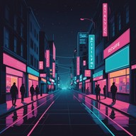 blending retro synths with futuristic landscapes.