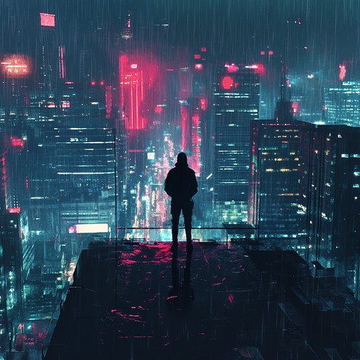 An instrumental cyberpunk track that captures the essence of deep longing within a futuristic neon lit metropolis. Synth melodies soar over driving basslines, painting a sonic picture of a soul searching for connection in a high tech urban landscape.