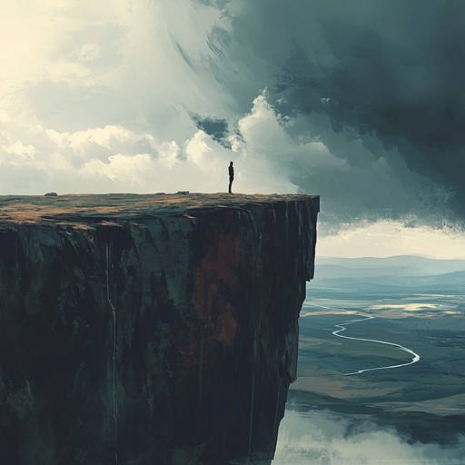 An instrumental heavy metal piece featuring powerful, distorted guitar riffs layered over deep bass lines and thunderous drums. The composition evokes desolation and introspection, with intricate melodies weaving through a dark atmosphere, culminating in an intense emotional climax.