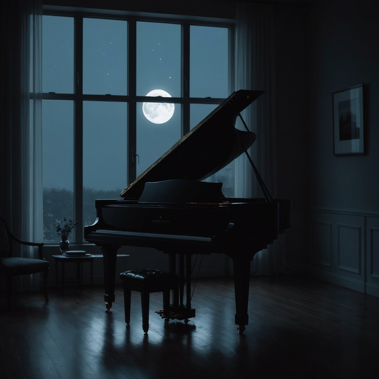 An elegant piano melody meticulously captures the essence of moonlit solitude, featuring delicate touches and a meditative pace that invites the listener to reflect and relax. The music carefully balances between minimalism and emotional depth, perfect for a contemplative evening.