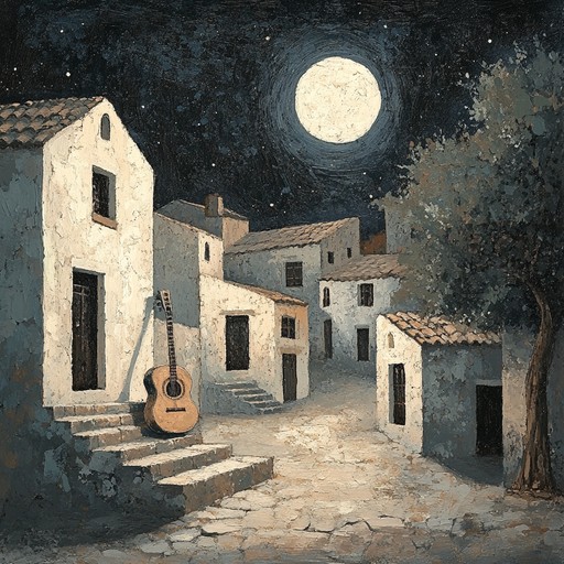 Soft classical guitar with delicate fingerpicking, conveying reflective and contemplative moods of a serene moonlit spanish village.