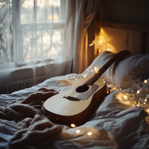 A soothing track with soft guitar melodies and atmospheric synth pads, painting an aural picture of nostalgic longing in a dreamy bedroom corner, stirring emotions with its serene and melancholic vibe.