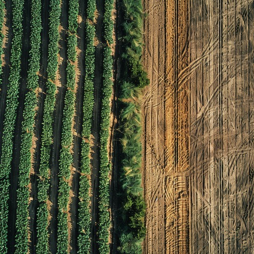 A joyful and uplifting instrumental piece celebrating the bountiful harvest season. The music conveys a sense of abundance, growth, and the rewards of hard work in the fields. Bright acoustic guitars and lively fiddles carry the cheerful melody, evoking images of golden wheat swaying in the breeze and farmers proudly surveying their flourishing crops. The warm, organic instrumentation and steady, midtempo rhythm create a comforting, down-to-earth atmosphere.