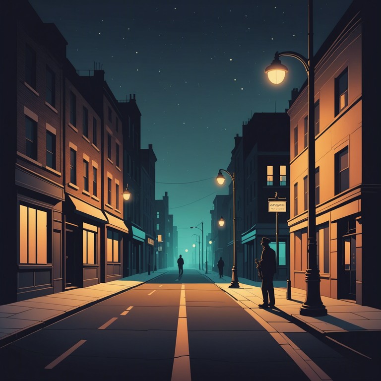 In this composition, a soulful saxophone takes the lead, creating a reflective and intimate atmosphere reminiscent of a late night walk through city streets. The music intertwines elements of jazz with subtle soul influences, encapsulating the sensation of urban solitude paired with the warmth of dim street lights.