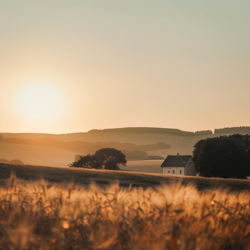 This instrumental track centers on a mellow guitar melody imbued with the calming atmosphere of a country sunset. It brings forth a serene countryside vista, encouraging a tranquil and reflective state of mind.