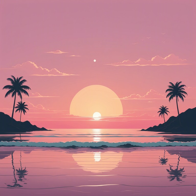 This instrumental track should embody the gentle, relaxing vibe of a beach at sunset, with soft calypso rhythms forming the backdrop. The song should carry the listener through a soothing journey, reminiscent of gentle waves lapping against the shore and palm trees swaying in a mild evening breeze.