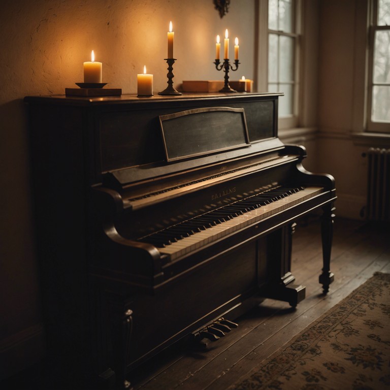 An instrumental track that captures the essence of a quiet, moonlit evening where each piano note echoes the depths of romantic lore and mystique, perfect for a quiet reflective moment or an intimate gathering.