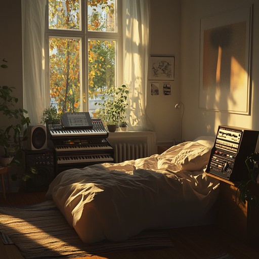 An instrumental track featuring mellow guitars and cozy synth melodies, embodying the optimistic vibes of a sunny morning in an urban bedroom.