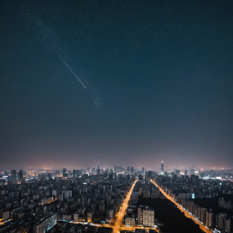 Imagine walking through quiet streets of seoul, under a sky bursting with stars, while soothing k pop melodies and ambient synths play in the background, merging the feel of the modern city with the timeless wonder of the night.