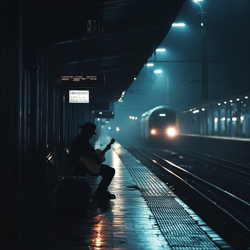 Imagine a solitary figure, his silhouette barely lit by the dim station light, pouring his heart into each bend of his guitar strings, playing as if reaching out to the spirits of blues legends past