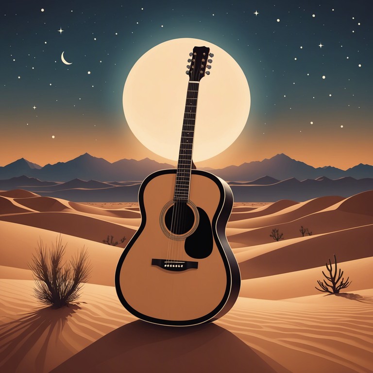 Embrace the enveloping serenity of the desert at night through a soulful acoustic guitar piece that whispers tales of longing and love under the expansive starlit skies.