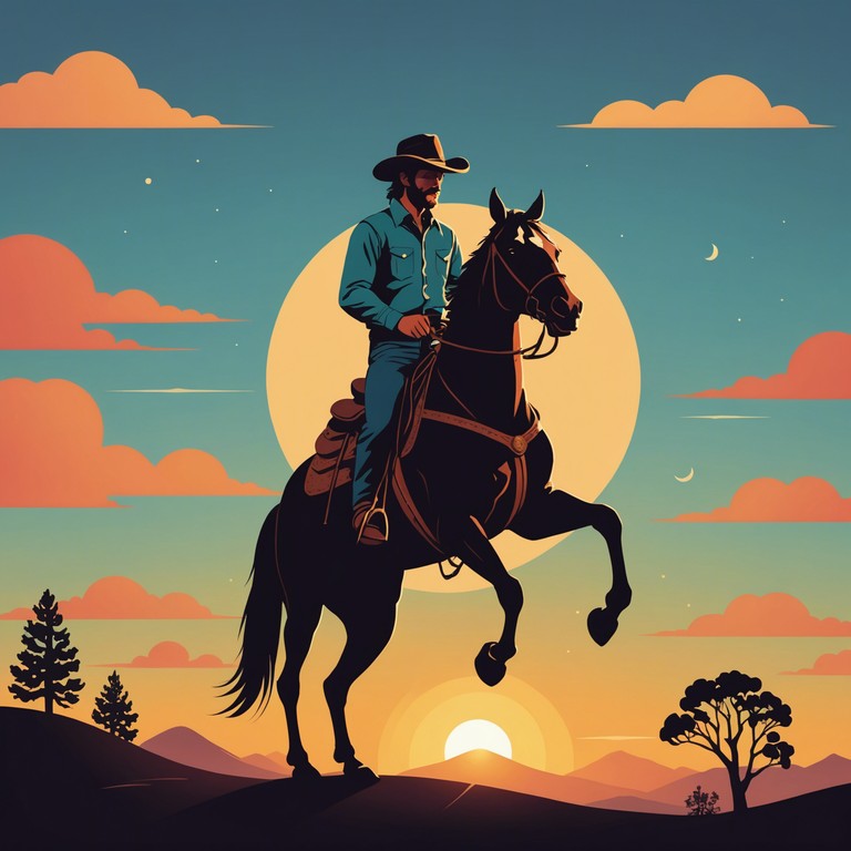 A soundtrack to your perfect western adventure, 'morning ride symphony' brings the same festive spirit but with a focus on melody and harmony, giving rise to feelings of exhilaration as you ride through the untouched beauty of the american frontier. It’s both a homage to the untamed wilderness and a celebration of the zest for life that fills every note.