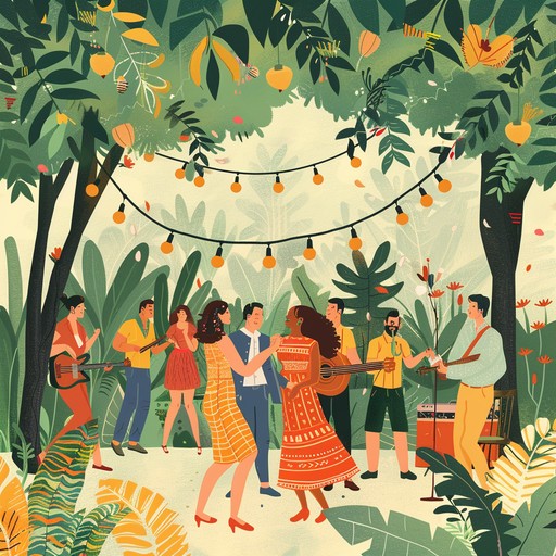 An energetic jazz house composition features cheerful piano melodies and lively brass sections. Groovy basslines and infectious rhythms create an atmosphere perfect for dancing or soaking up the summer sun.