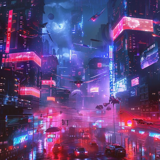 An electrifying instrumental piece perfect for encapsulating the high stakes drama of a chase through a dark, neon drenched cyberpunk cityscape. Futuristic beats and intense synth layers create a vivid, energetic soundscape that feels both urgent and otherworldly. Suitable for scenes involving action packed cybernetic pursuits and the vibrant chaos of a dystopian metropolis.