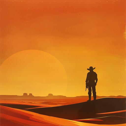 A thrilling instrumental that combines the epic vibes of a western showdown with exotic and cinematic elements. Picture a cowboy riding through the dunes of a desert influenced by middle eastern melodies, merging the classic sounds of the wild west with the mysterious allure of distant lands. The song uses intricate percussion and sweeping soundscapes to create a vividly atmospheric piece perfect for a tense, climactic scene in a modern western film.