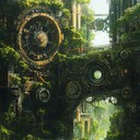 mechanical symphony blending jungle sounds with clockwork rhythms.