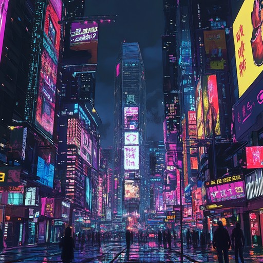 A lively and energetic instrumental featuring layered synthesizers and driving beats, evoking the excitement of a journey through a neon lit metropolis.