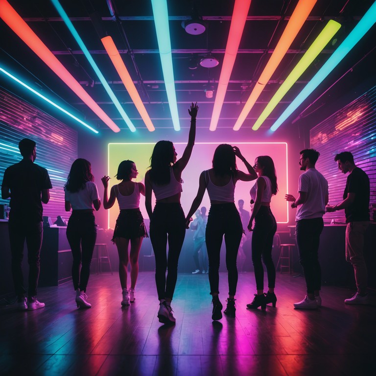 This track is engineered to capture the essence of a vibrant night out with its high energy beats infused with glam rock elements, showcasing a vibrant and celebratory atmosphere. The piece features dynamic electric guitar solos that transform the mood from ecstatic to mesmerizing, perfect for any festive or high energy scene.