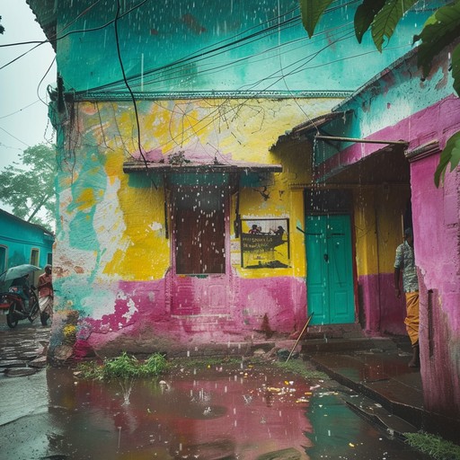 A lively and playful instrumental composition in hindustani style, featuring intricate tabla rhythms and fluid sitar melodies. This track captures the essence of a joyful monsoon celebration, with the sounds of raindrops seamlessly blending into the vibrant musical tapestry.