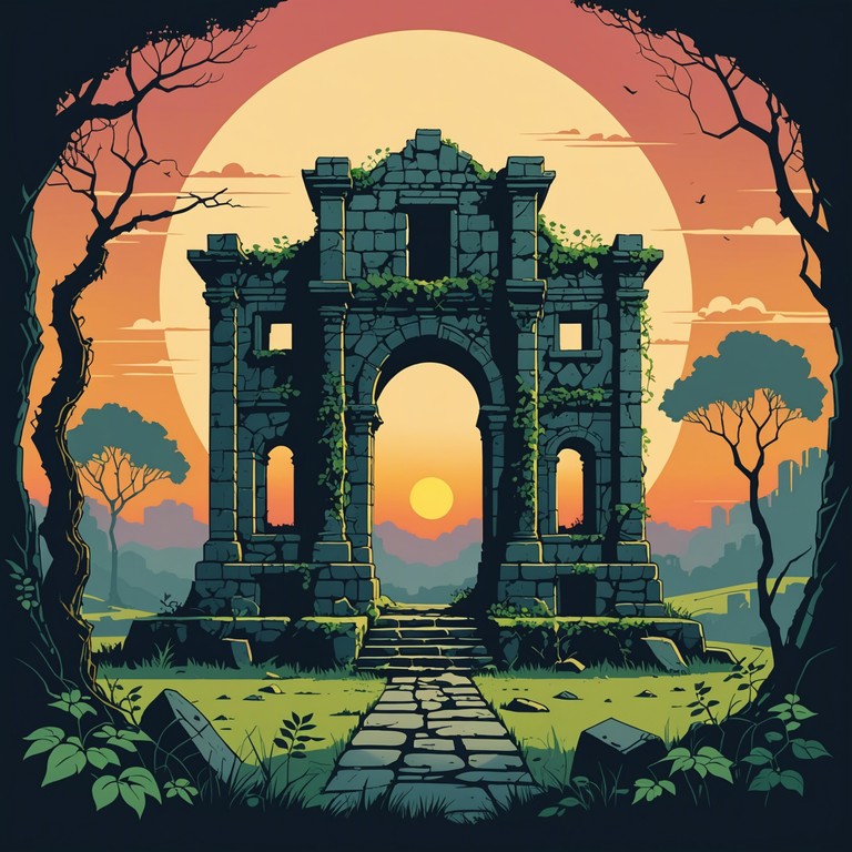 An orchestral masterpiece that transports the listener to the majestic, albeit melancholic, ruins of ancient empires, emphasizing heavy brass elements and deep, resonant percussion to underscore the weight of history.