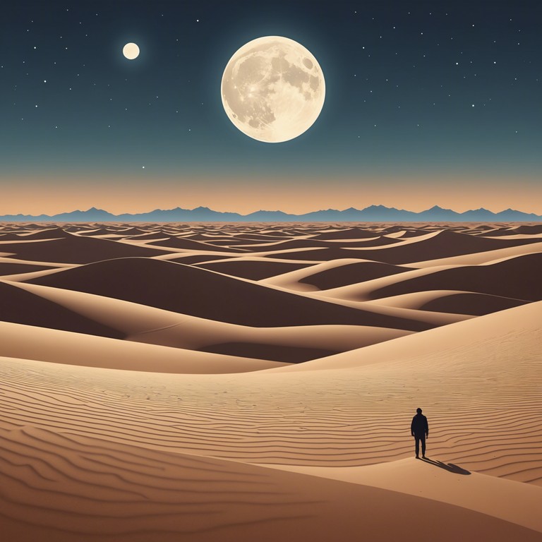 Imagine a sonic journey where each note mirrors the spiraling sands and looming shadows of a desert at dusk, highlighting the contrast between beauty and the undercurrents of anxiety.