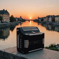 soft accordion under sunset's glow.