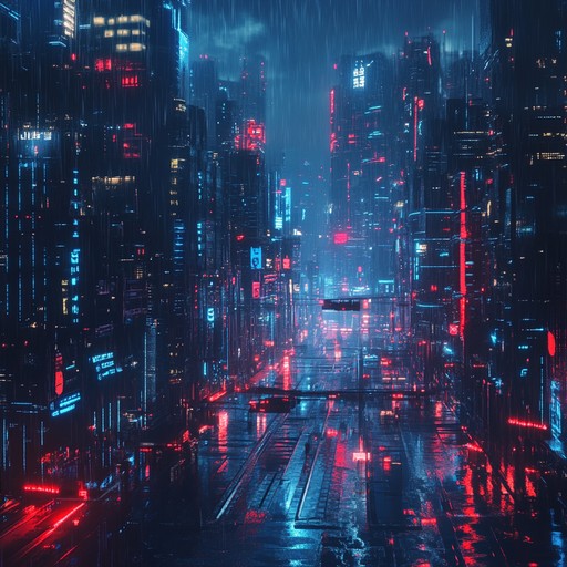 Immerse yourself in an instrumental blend of ethereal synths and cyberpunk beats, evoking the atmosphere of a neon lit futuristic metropolis drenched in endless digital rain.