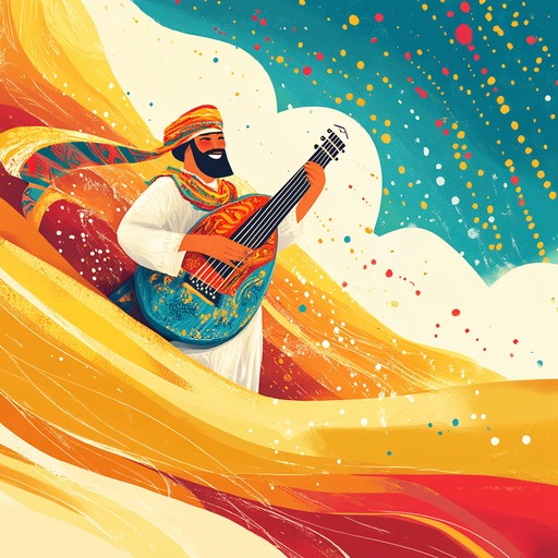 Immerse yourself in a light hearted instrumental journey through the middle eastern sands, where playful melodies dance like the shifting dunes, bringing smiles and a sense of wonder.