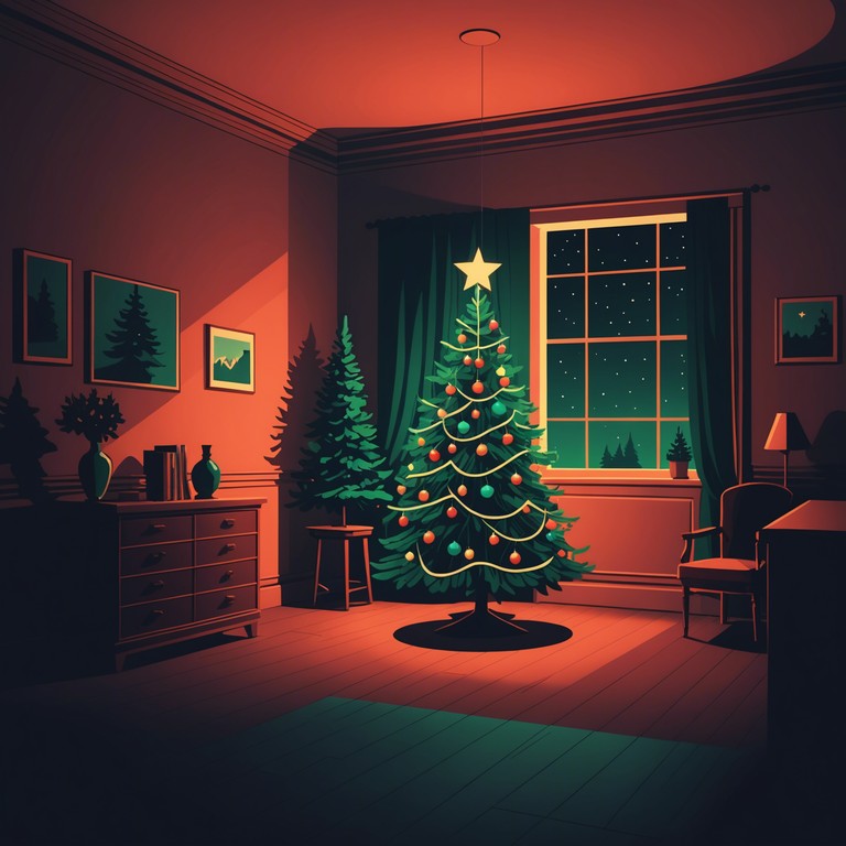 An instrumental track that combines eerie melodies with traditional holiday music elements to create a unique christmas ambience. This piece shifts from the conventional joyous christmas music to offer a mysterious, intriguing holiday experience. Perfect for plays or background music during a festive narrative that involves a mysterious subplot.