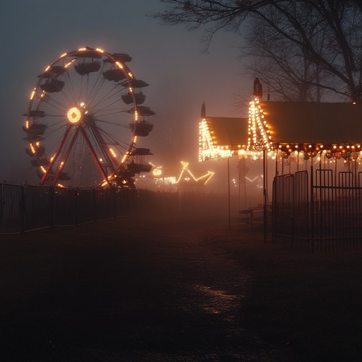 An unnerving waltz with spectral melodies, evoking vivid imagery of a haunted carnival illuminated by moonlight