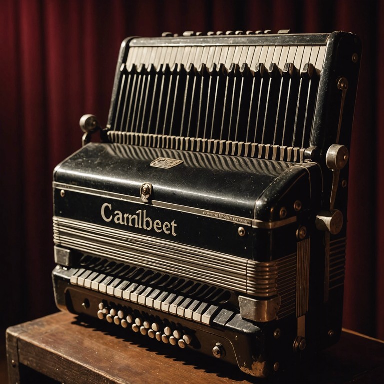 Imagine stepping through a velvet curtain into a past era where every smile hides a secret, and every applause could be a signal. This track captures the feeling of being watched while submerged in the heady atmosphere of a vintage cabaret event during the 1920s. The accordion's somber melody in this piece underscores a narrative of hidden agendas and quiet desperation, perfect for a film noir soundtrack.