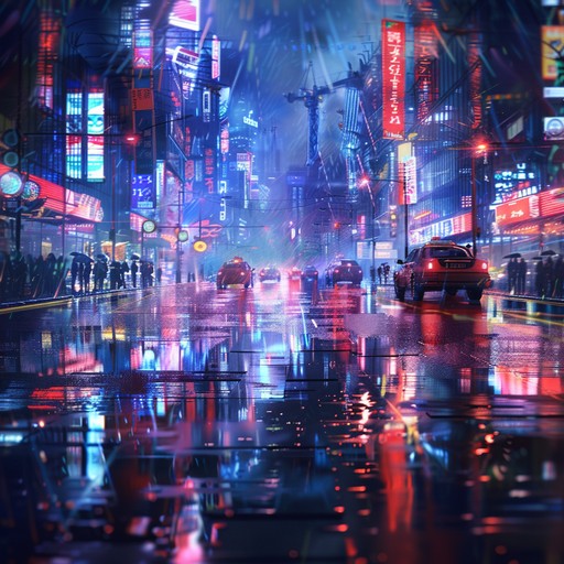 A calming blend of gentle electronic beats and ambient textures, evoking the quiet solitude of a neon lit futuristic cityscape. Perfect for unwinding and reflecting on a cyberpunk journey.