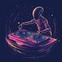 an extraterrestrial disco with cosmic synths and alien beats.