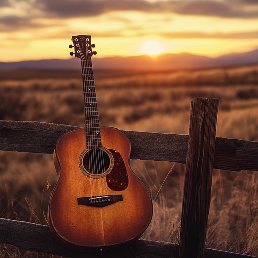 A soothing acoustic guitar melody that evokes the calm and nostalgic feelings experienced while watching the sun set over the vast open plains of the american west.